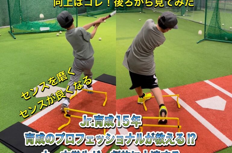 タイミング、下半身連動、インサイトアウト　後ろから見てみた